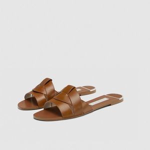NWT Zara Flat Criss Cross Sandal Size 37